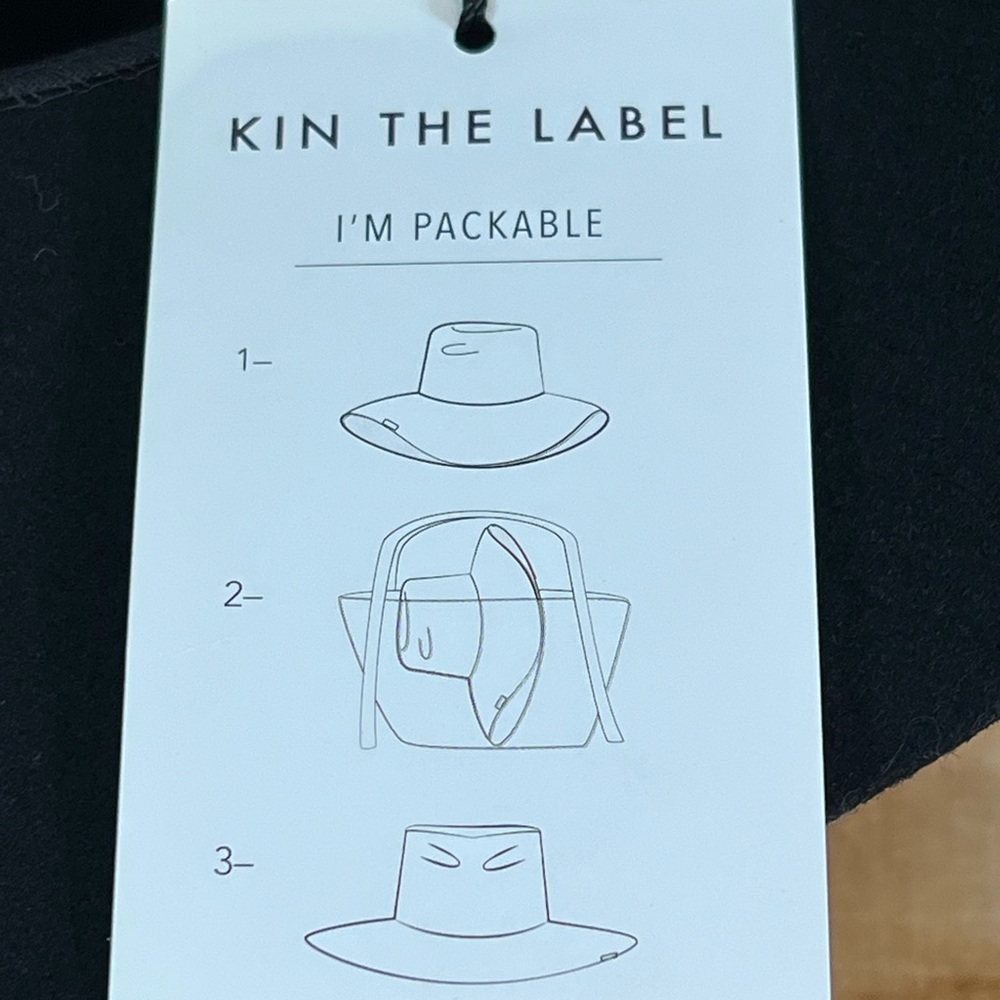 Kin The Label Essential Collection Packable Light Wool Black Hat New With Tags - Picture 8 of 8